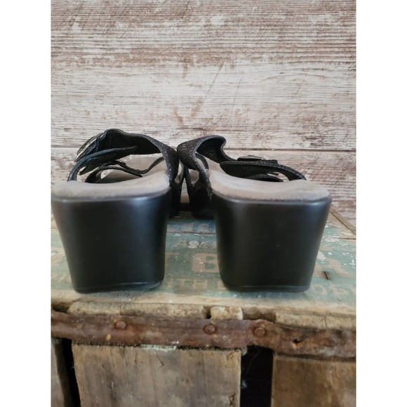 Dansko Sophie Sandal Black Metallic Python Heeled Sandals Size 41 US 10.5 - 11 - Picture 10 of 11